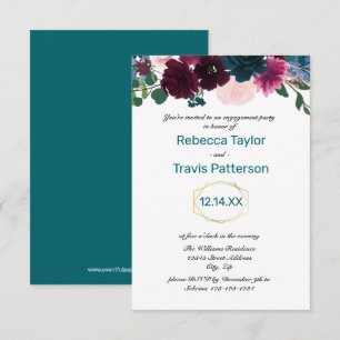 Bloeiende Bloemen Teal Vert - 3x5 Verloving Feestj Kaart