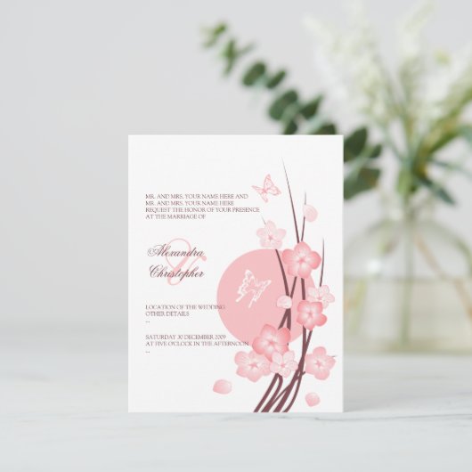 Bloeiende Bloemen Vlinders Trouw Aankondiging 2 (Staand voorkant)