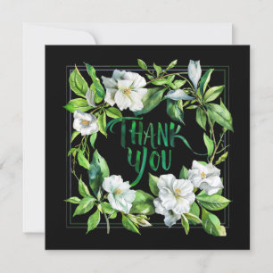 Bloeiende bloemen zwart bedankkaart