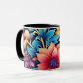 Bloeiende bloemenstraling mok (Voorkant links)