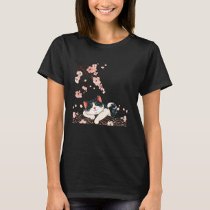 Bloeiende Bloemige Kitten Liefhebber Japanse Kunst T-shirt