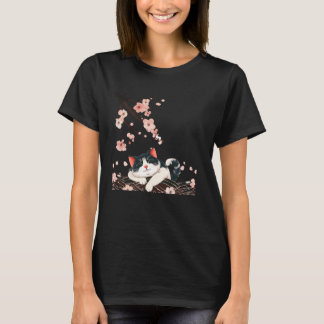 Bloeiende Bloemige Kitten Liefhebber Japanse Kunst T-shirt