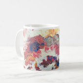 Bloeiende boom abstract rood wit blauw geel Bloom Koffiemok (Voorkant links)