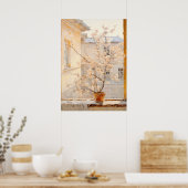 Bloeiende boom op een vensterbank poster (Keuken)