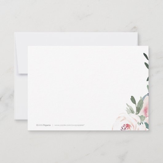 Bloeiende botanische blos waterverf floraal bedankkaart (Achterkant)