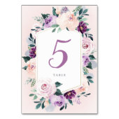 Bloeiende botanische paarse bloemige Huwelijk Kaart (Achterkant)