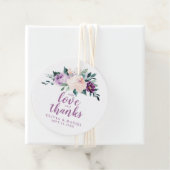Bloeiende botanische paarse met liefde en bedankt bedankjes labels (In situ)