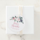 Bloeiende botanische roze met liefde en bedankt bedankjes labels (In situ)