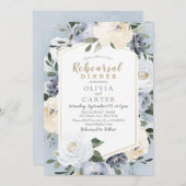 Bloeiende botanische stoffige blauwe repetitiedine kaart (Voorkant / Achterkant)