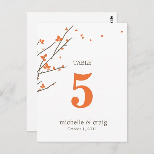 Bloeiende Branches Trouwtafel Nummer Kaart (Voorkant / Achterkant)