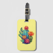  bloeiende cactus bagagelabel (Voorkant (verticaal))
