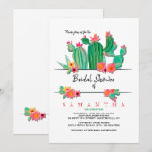 Bloeiende Cactus Bruidsmeisjes Bruiloftsinvatie Kaart (Voorkant / Achterkant)