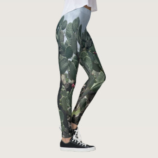 Bloeiende Cactus Mode Leggings groen blauw