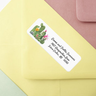 Bloeiende Cactus Watercolor Tuin Retouradres Etiket