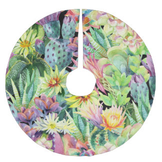 Bloeiende cactus, waterverf naadloos patroon. kerstboom rok