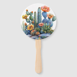 Bloeiende cactussen en vetplanten handwaaier