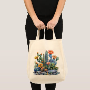Bloeiende cactussen en vetplanten tote bag