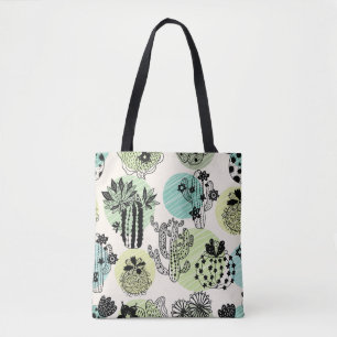 Bloeiende Cactussen: Hand-getrokken Naadloze Charm Draagtas