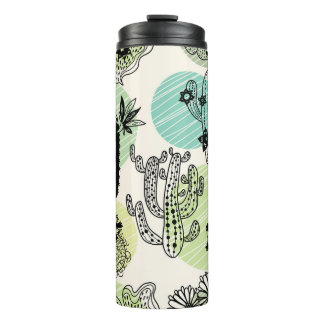 Bloeiende Cactussen: Hand-getrokken Naadloze Charm Thermosbeker