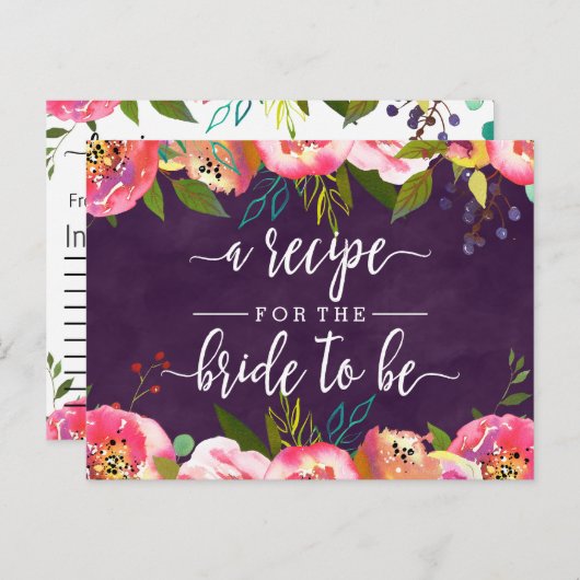 Bloeiende Chic Floral Vrijgezellenfeest Recept Kaa Briefkaart (Voorkant / Achterkant)