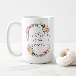 Bloeiende Chic Mint Roze Zus van de Bruidegom Koffiemok
