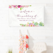 Bloeiende Chique Mint & Blush Bloemen Bruiloft Wel Spandoek (Insitu)