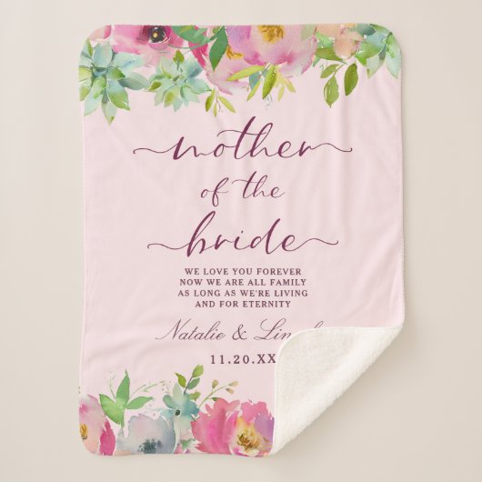 Bloeiende Chique Mint & Blush Moeder van de Bruid Sherpa Deken (Voorkant)
