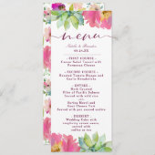 Bloeiende chique munt & blush roze bloemendiner menu (Voorkant / Achterkant)