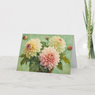 Bloeiende Dahlia Bloemen Illustratie  Kaart