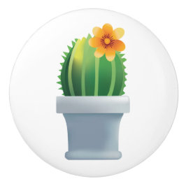 bloeiende echinocactus keramische knop