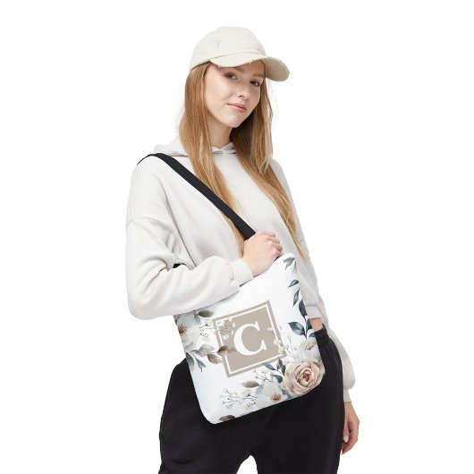 Bloeiende Franse Bloemen Rozen Monogram Canvas tas