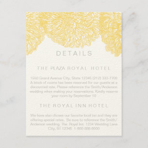 Bloeiende Geel Chrysanthemum Bruiloft Informatiekaartje