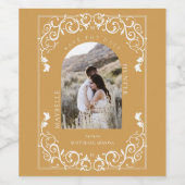  bloeiende gele foto bewaar de datum wijn etiket (Enkel label)