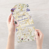 Bloeiende harmonie: lente serenade bruiloft all in one uitnodiging (Afscheurbaar)