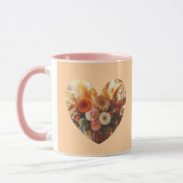 Bloeiende Heart Coffee Mok (zachte bloemen)