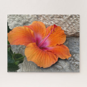 Bloeiende hibiscus legpuzzel