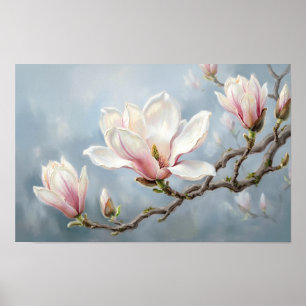 Bloeiende Hortensia Kunstprint Met Dauwdruppels Poster