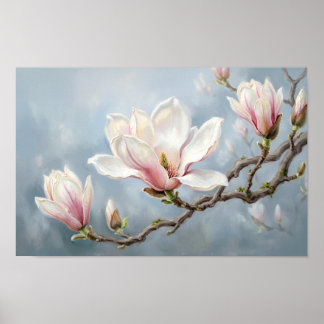 Bloeiende Hortensia Kunstprint Met Dauwdruppels Poster