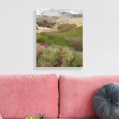 Bloeiende Iceplants door de oceaan Canvas Afdruk (Insitu (Woonkamer))