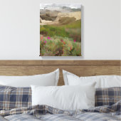 Bloeiende Iceplants door de oceaan Canvas Afdruk (Insitu (Slaapkamer))