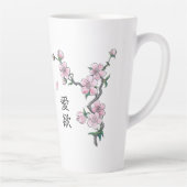 Bloeiende kersenbloesem "Hanami". Latte Mok (Rechts)