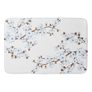 Bloeiende Kersenbloesems Blauw Wit Badmat