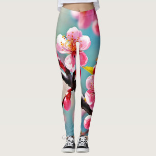 Bloeiende kersenbloesems in het voorjaar leggings