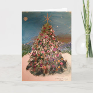 Bloeiende Kerstboom Feestdagen Kaart