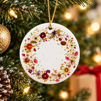 Bloeiende Kleurrijke Geperste Bloem Cirkel Kerstmi Keramisch Ornament