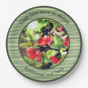 Bloeiende kweepeer Floral Art Gepersonaliseerde pa Papieren Bordje