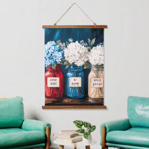 Bloeiende Land Hydrangea Trio Hangend Wandkleed