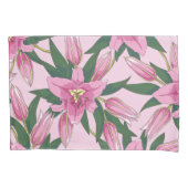 Bloeiende lelies in pastelroze kussensloop (Voorkant-Links)