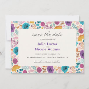 Bloeiende Liefde Bloemrijke Romantische Roze Paars Save The Date