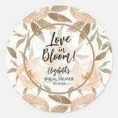Bloeiende Liefde Roestige Perzik Bloemen Ronde Sticker (Voorkant)
